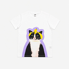 T-shirt Adulte ChatGlisse Blanc et Violet - Jeux de chats